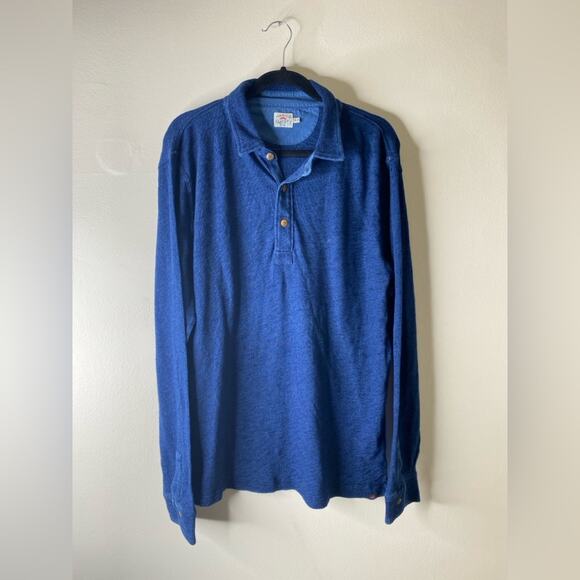 Faherty Long Sleeve Indigo Logger Polo extra large Henley collared men’s - Picture 2 of 5